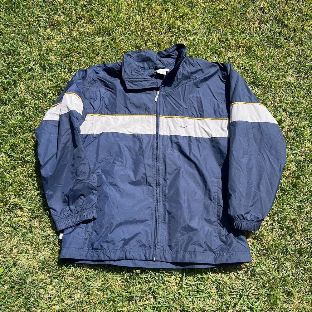 2000s Nike zip up sweater mens size Xl navy striped